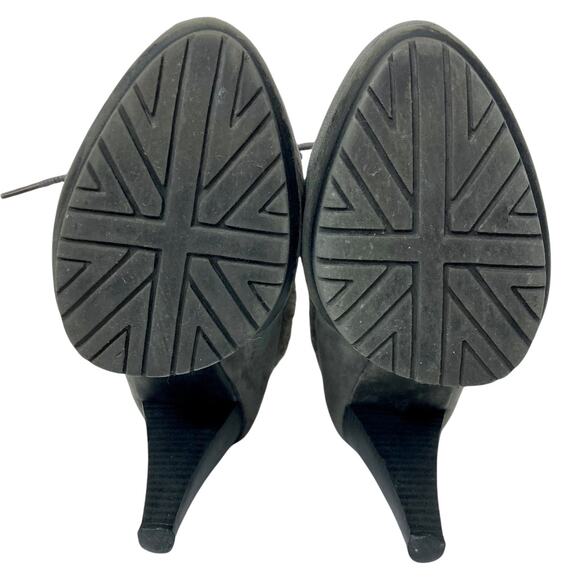 Faux suede lace-up booties Women's Limelight Vail fur top gray boots size 7 - Picture 7 of 9